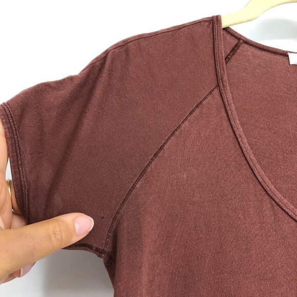 Wilfred Clay Brown / Burgundy  Scoop Neck Short Sleeve T-Shirt size XXS - Picture 5 of 16